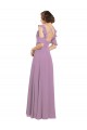 Cold Shoulder High Neck Soft Chiffon Dark Lavender Long Bridesmaid Dresses Cardiff