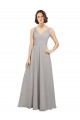 Sleeveless V-Neck Soft Chiffon Oyster Silver Long Bridesmaid Dress Cardiff