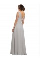 Sleeveless V-Neck Soft Chiffon Oyster Silver Long Bridesmaid Dress Cardiff