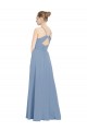 Sleeveless V-Neck Soft Chiffon Dusty Blue Long Evening Dress / Bridesmaid Dress Cardiff