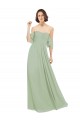 Cold Shoulder Off the Shoulder Soft Chiffon Smoke Green Long Bridesmaid Dress Cardiff