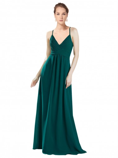 Sleeveless V-Neck Chiffon Hunter Long Bridesmaid Dress / Evening Dress Cardiff