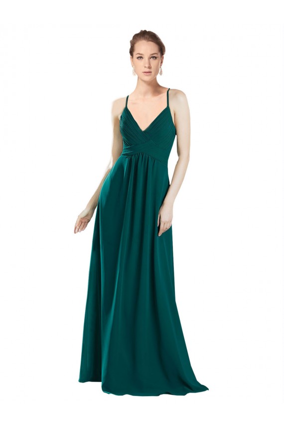 Sleeveless V-Neck Chiffon Hunter Long Bridesmaid Dress / Evening Dress Cardiff