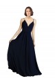 Sleeveless V-Neck Chiffon Dark Navy Long Bridesmaid Dress & Gowns Cardiff