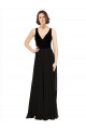 Sleeveless V-Neck Soft Chiffon & Velvet Black Long Prom Dress / Bridesmaid Dress Cardiff