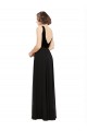 Sleeveless V-Neck Soft Chiffon & Velvet Black Long Prom Dress / Bridesmaid Dress Cardiff