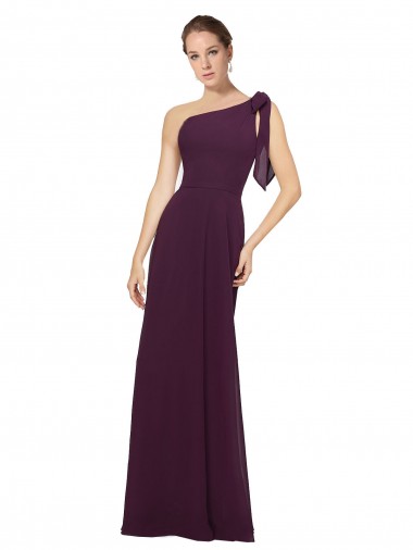 Sleeveless One Shoulder Soft Chiffon Grape Long Bridesmaid Dresses Cardiff