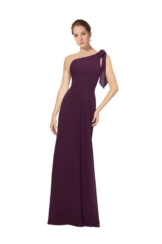 Sleeveless One Shoulder Soft Chiffon Grape Long Bridesmaid Dresses Cardiff