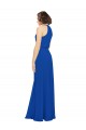 Sleeveless Jewel Neck Soft Chiffon Royal Blue Long Bridal Party Dress Cardiff