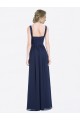 Sleeveless V-Neck Soft Chiffon Dark Navy Long Evening Gowns / Bridesmaid Dress Cardiff