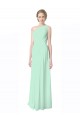 Sleeveless One Shoulder Soft Chiffon Mint Green Long Bridesmaid Dress Cardiff