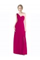 Sleeveless One Shoulder Soft Chiffon Red Long Bridesmaid Dress Cardiff