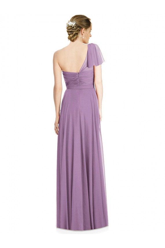 Flutter Sleeves Sweetheart Soft Chiffon Dark Lavender Long Formal Dress / Bridesmaid Dress Cardiff