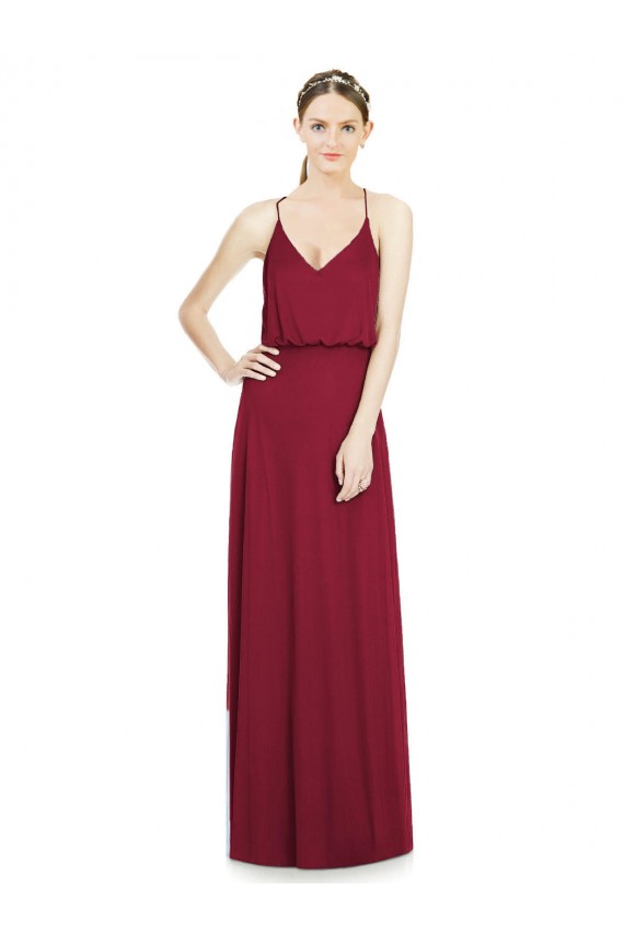 Sleeveless V-Neck Soft Chiffon Burgundy Long Evening Gowns / Bridesmaid Dress Cardiff