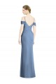 Cold Shoulder Jewel Soft Chiffon Dusty Blue Long Formal Evening Gown / Bridesmaid Dress Cardiff