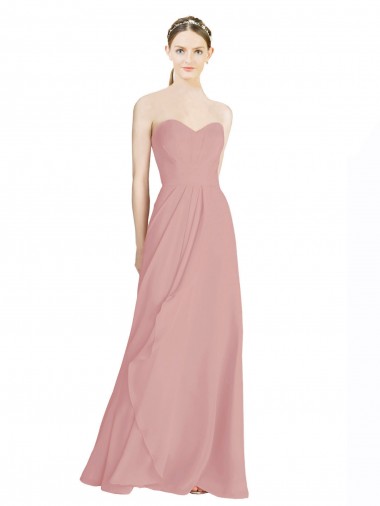 Sleeveless Sweetheart Soft Chiffon Dusty Pink Long Bridesmaid Dress / Formal Dress Cardiff