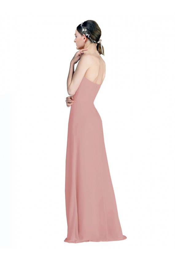 Sleeveless Sweetheart Soft Chiffon Dusty Pink Long Bridesmaid Dress / Formal Dress Cardiff