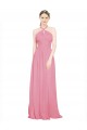 Sleeveless V-Neck Chiffon Skin Pink Long Bridesmaid Dress / Evening Dress Cardiff