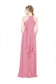 Sleeveless V-Neck Chiffon Skin Pink Long Bridesmaid Dress / Evening Dress Cardiff