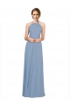 Sleeveless High Neck Chiffon Dusty Blue Long Bridesmaid Dress / Evening Dress Cardiff