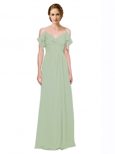 Sleeveless Sweetheart Lxue Chiffon Smoke Green Long Bridesmaid Dress Cardiff