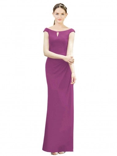 Sleeveless High Neck Soft Chiffon Wild Berry Long Bridesmaid Dress Cardiff