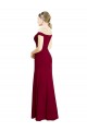 Sleeveless Off the Shoulder Soft Chiffon Burgundy Long Black Tie Prom Dress / Bridesmaid Dress Cardiff