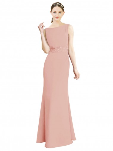 Sleeveless High Neck Soft Chiffon Bliss Pink Long Bridesmaid Dress Cardiff