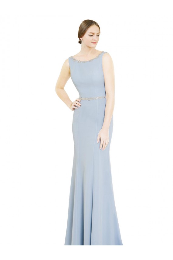 Sleeveless High Neck Soft Chiffon Light Sky Blue Long Bridesmaid Dress Cardiff
