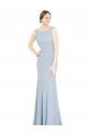 Sleeveless High Neck Soft Chiffon Light Sky Blue Long Bridesmaid Dress Cardiff