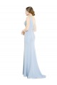 Sleeveless High Neck Soft Chiffon Light Sky Blue Long Bridesmaid Dress Cardiff