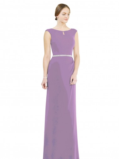 Sleeveless High Neck Soft Chiffon Dark Lavender Long Formal Dress / Bridesmaid Dress Cardiff