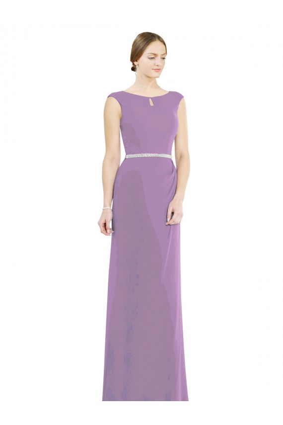 Sleeveless High Neck Soft Chiffon Dark Lavender Long Formal Dress / Bridesmaid Dress Cardiff