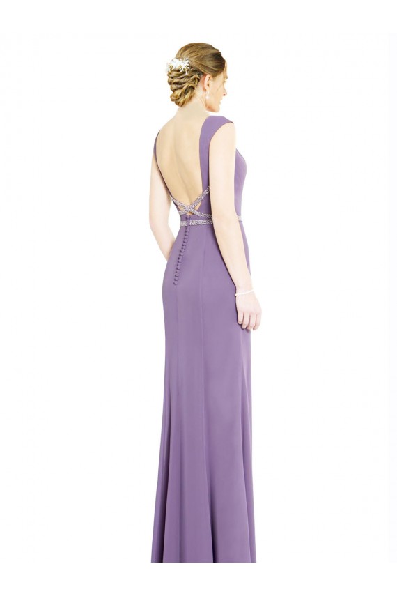 Sleeveless High Neck Soft Chiffon Dark Lavender Long Formal Dress / Bridesmaid Dress Cardiff