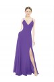 Sleeveless V-Neck Soft Chiffon Purple Long Bridesmaid Dress Cardiff
