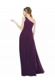 Sleeveless One Shoulder Chiffon Grape Long Bridal Party Dress / Evening Dress Cardiff
