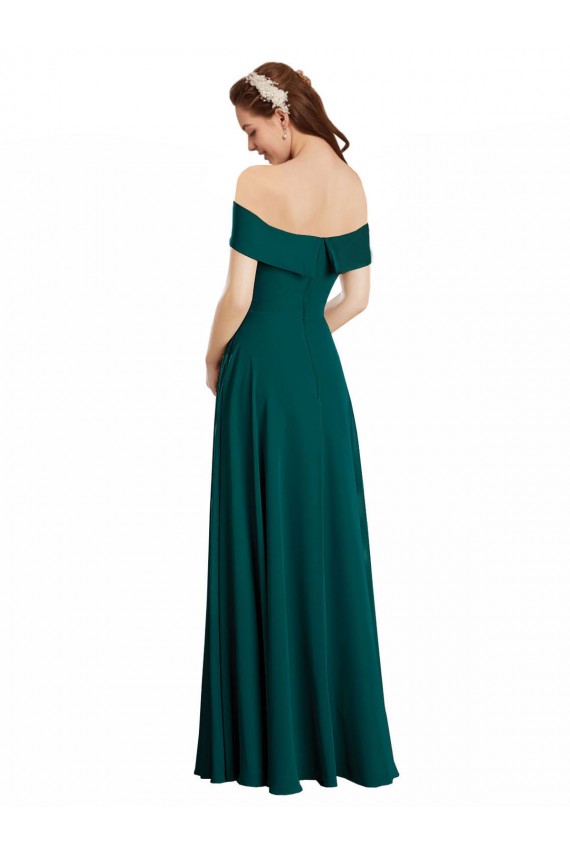 Cap Sleeves Off the Shoulder Soft Chiffon Hunter Long Bridesmaid Dress Cardiff