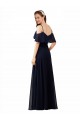 Sleeveless V-Neck Soft Chiffon Dark Navy Long Bridesmaid Dress Cardiff
