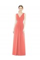 Sleeveless V-Neck Soft Chiffon Coral A-Line Long Bridesmaid Dress Cardiff