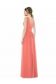 Sleeveless V-Neck Soft Chiffon Coral A-Line Long Bridesmaid Dress Cardiff