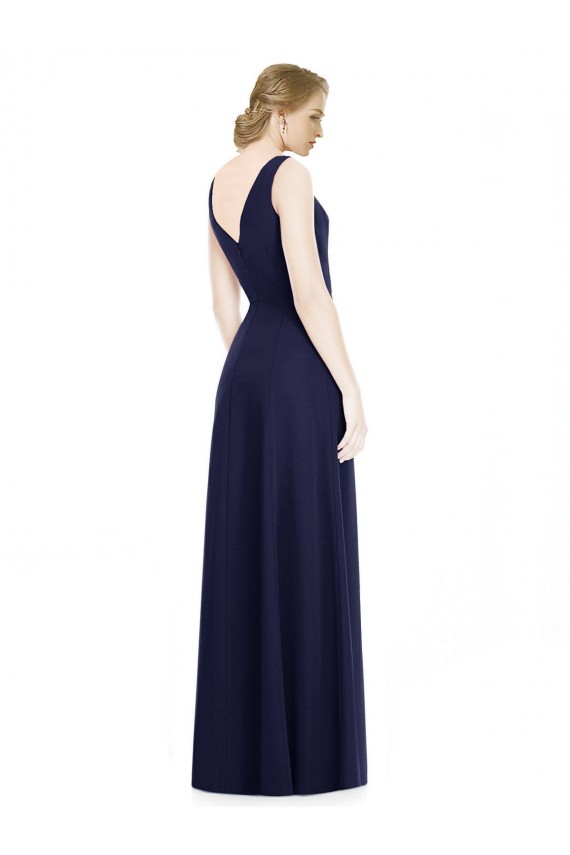 Sleeveless Cowl Neck Soft Chiffon Dark Navy Long Bridesmaid Dress Cardiff