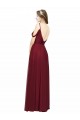 Sleeveless Spaghetti Straps Chiffon Burgundy Long Bridesmaid Dress / Evening Dress Cardiff