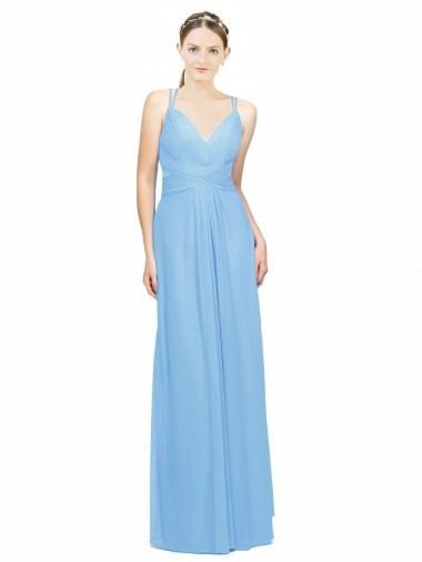 Sleeveless V-Neck Chiffon Periwinkle Long Bridesmaid Dress / Evening Dress Cardiff