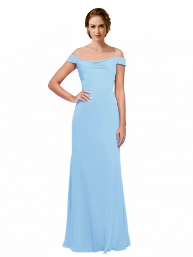 Sleeveless Spaghetti Straps Soft Chiffon Periwinkle Long Bridesmaid Dress Cardiff