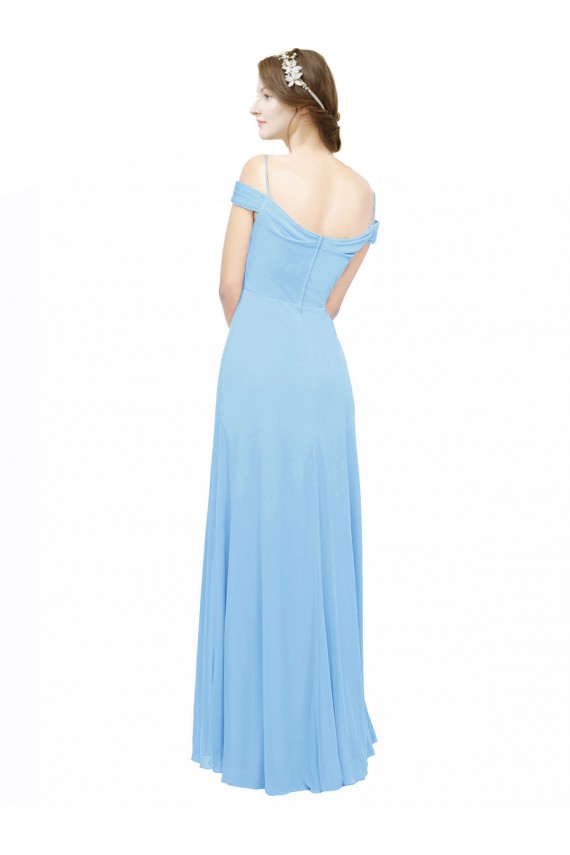 Sleeveless Spaghetti Straps Soft Chiffon Periwinkle Long Bridesmaid Dress Cardiff