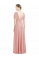 Short Sleeves V-Neck Soft Chiffon Bliss Pink Long Bridesmaid Dress / Formal Dress Cardiff