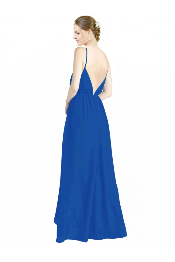 Sleeveless V-Neck Luxe Chiffon Royal Blue Long Bridesmaid Dress Cardiff