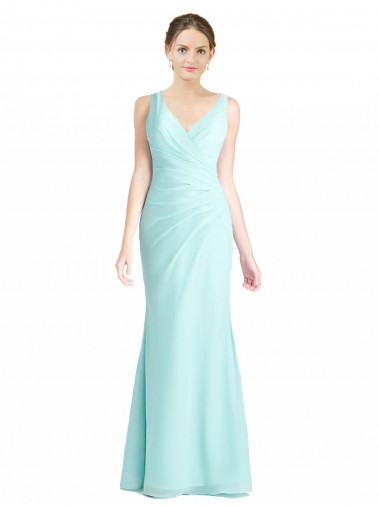 Sleeveless V-Neck Soft Chiffon & Lace Waterfall Long Bridesmaid Dress Cardiff