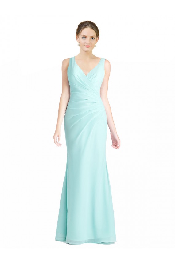 Sleeveless V-Neck Soft Chiffon & Lace Waterfall Long Bridesmaid Dress Cardiff