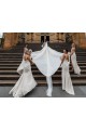 Sleeveless V-Neck Soft Chiffon Champagne Long Bridesmaid Dress Cardiff
